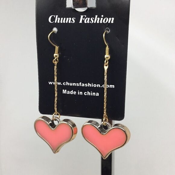 Lightweight Heart Dangle Earrings (H15) - Picture 2 of 5